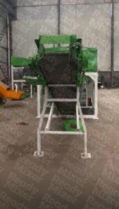 Green Ready Mixer automated hopper system with white cement storage silo on metal frame